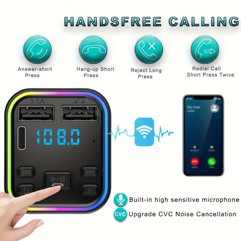 1pc Fast Charging Car Charger USB Type-A Connector 6V Operating Voltage Female to Male Polarity Ca