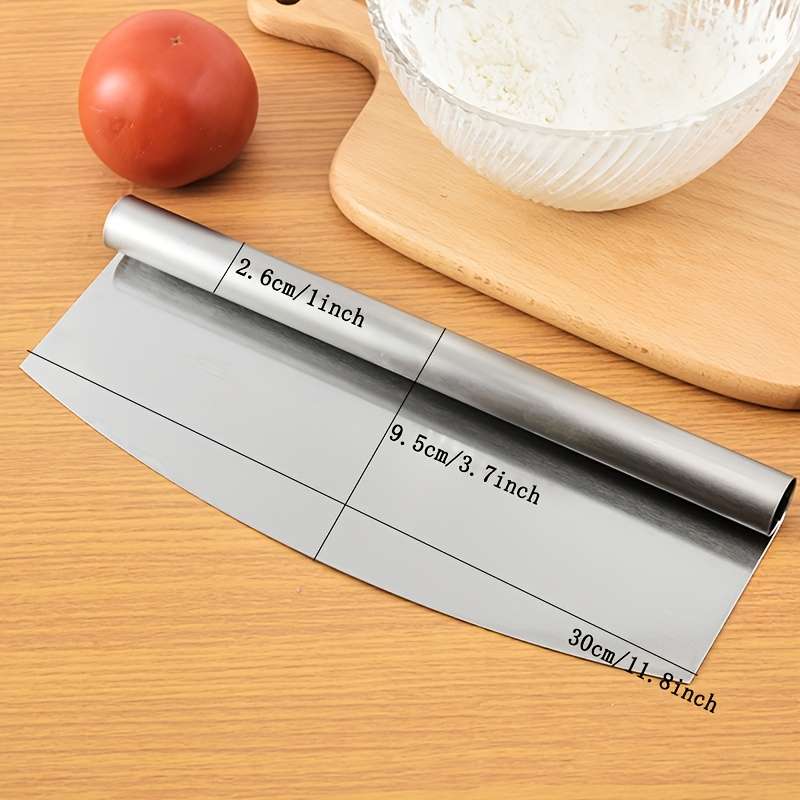 1pc Artisan Stainless Steel Pizza Cutter with Wooden Handles Curved Blade for Effortless Doug