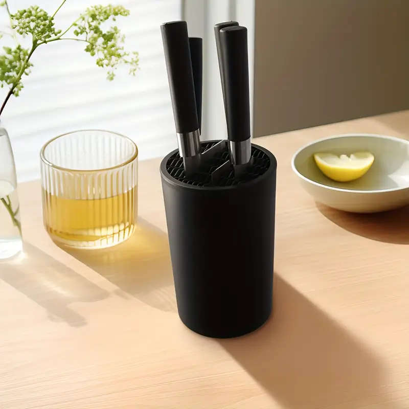 1pc Multifunctional Knife Block Detachable Easy-Clean Plastic Knife Storage Holder Kitchen Utensil O
