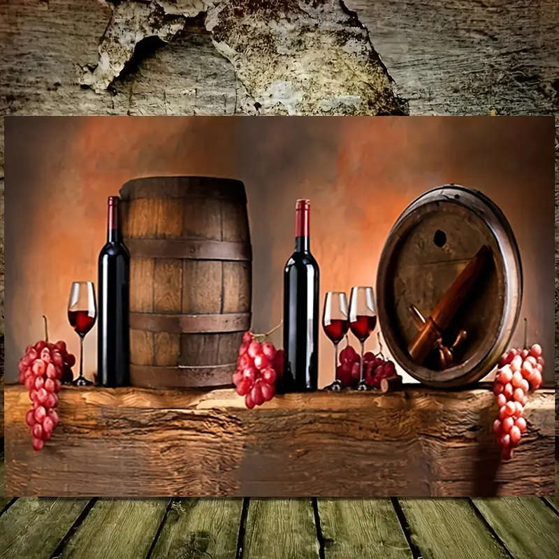 1pc Elegant Grape Barrel Wine Glasses Canvas Art Print 30.48x45.72 cm Frameless Soft Canvas Wall Dec