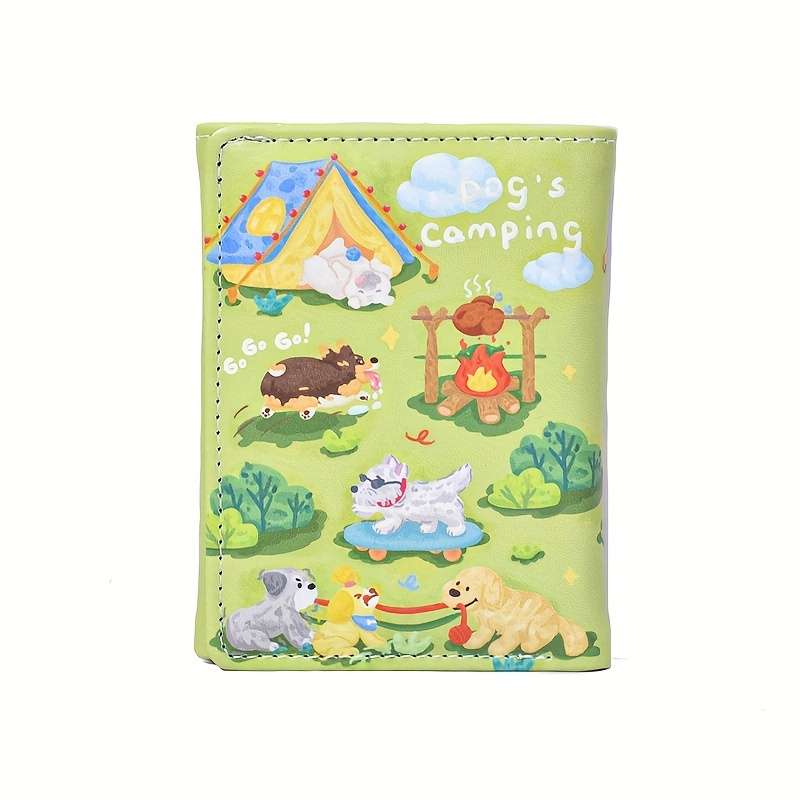 1pc Casual Faux Leather Trifold Wallet for Women Cute Cartoon Print Multiple Card Slots Coin Pur