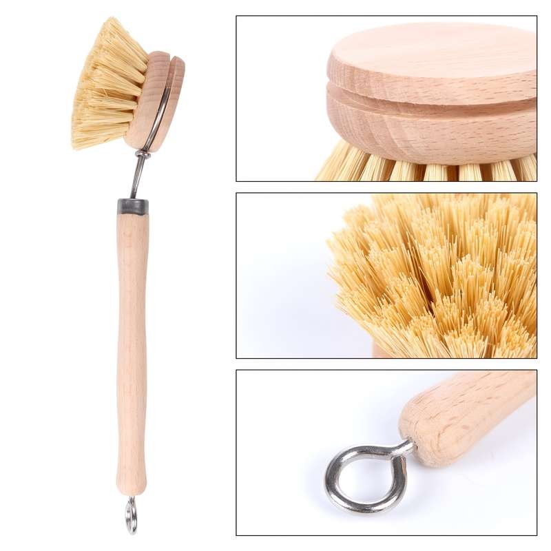 1pc Wooden Handle Dish Brush Kitchen Scrub Brush for Dishes Pots and Pans Multipurpose Cleaning