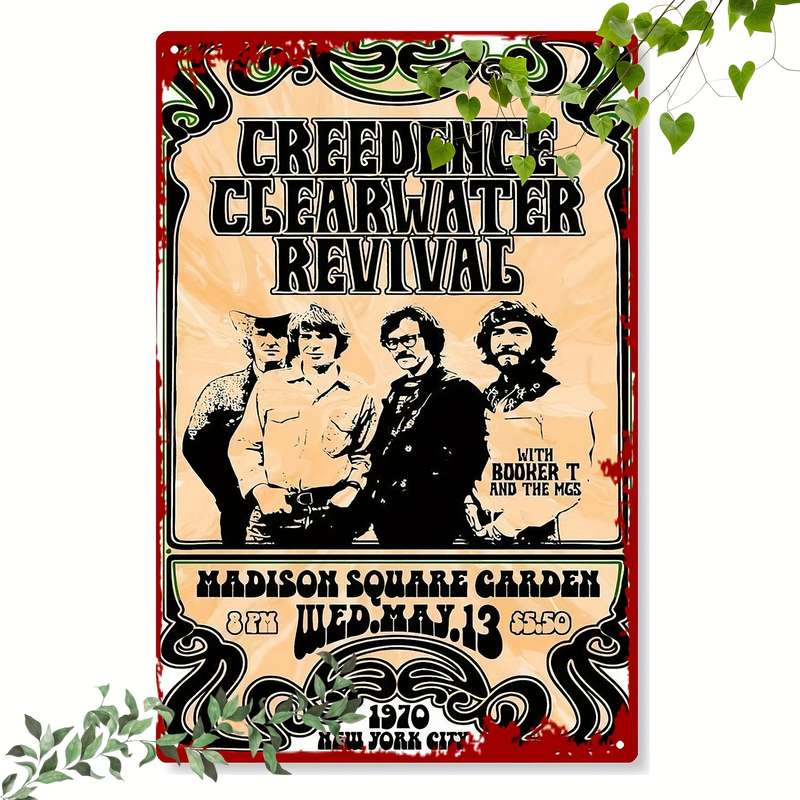 1pc Vintage Credence Clearwater Revival Metal Wall Art 20.32x30.48 cm Retro Iron Painting for Hom