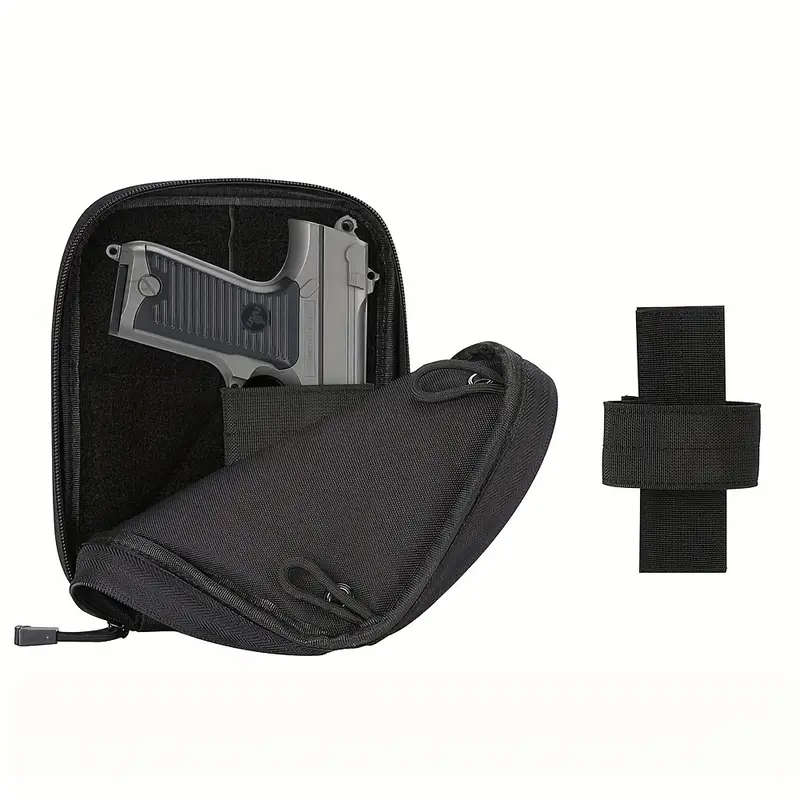 1pc Classic Ambidextrous Nylon Gun Holster with Zipper Closure Versatile Concealed Carry Waist Bag f