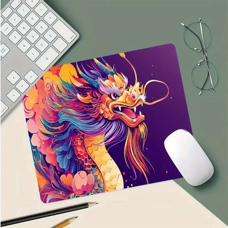 1pc 21x26cm Vibrant Dragon Design Gaming Mouse Pad Waterproof Non-Slip Rubber Base