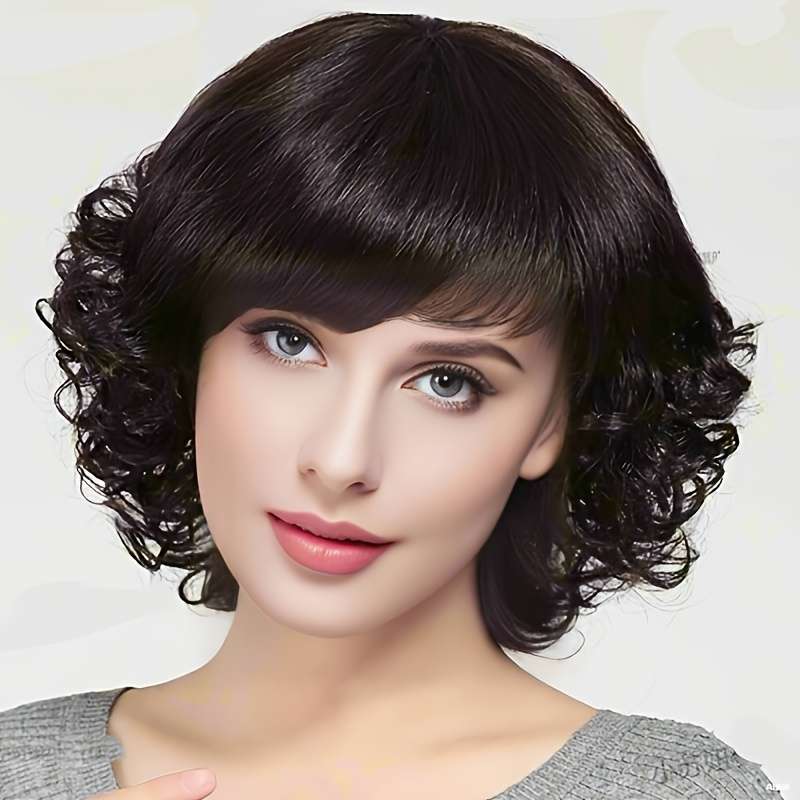 1Pc Black 35.56cm Fashion Design Wig