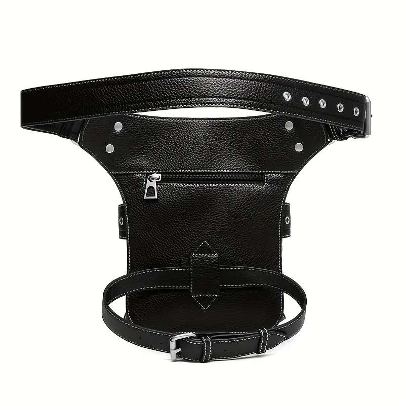 2025 New Men's Punk Style Synthetic Leather Waist Bag