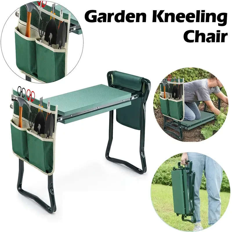 3 Piece Foldable Garden Kneeler Stool and Tool Bag