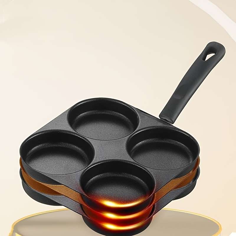 4-Cavity Non-Stick Frying Pan with Black Handle Heat-Resistant Microwave Gas Safe Easy to