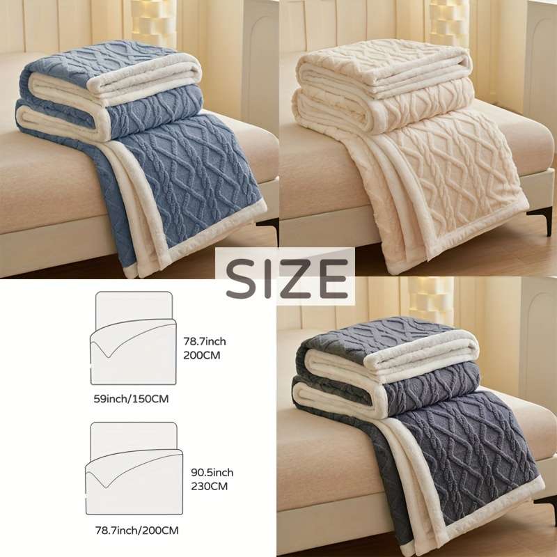 1ps Blanket Color Off White Taffeta Fleece Blanket size 150cmx200cm59inchx78.7inch