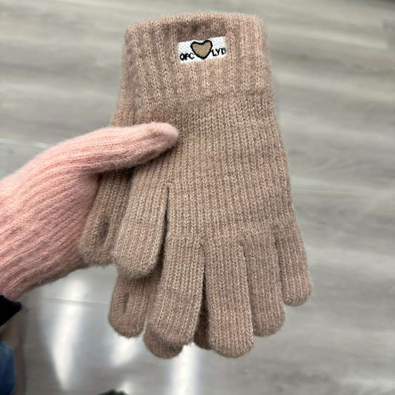 1 Pair Beige Color Warm Gloves