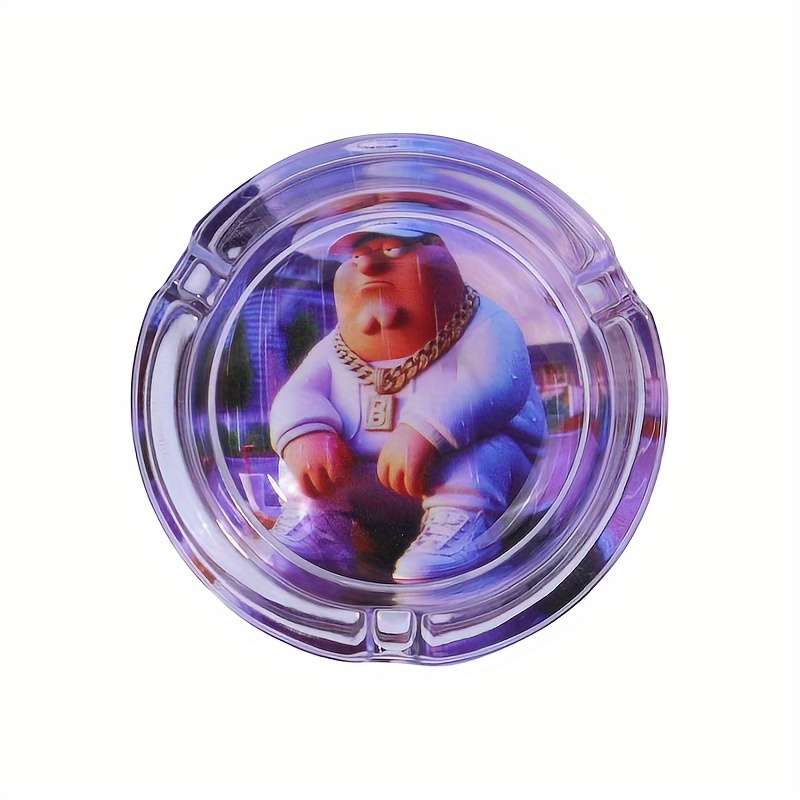 1pc Cartoon Flower Pattern Glass Ashtray 85mm Round Ashtray Family Style Glass Ashtray Smok