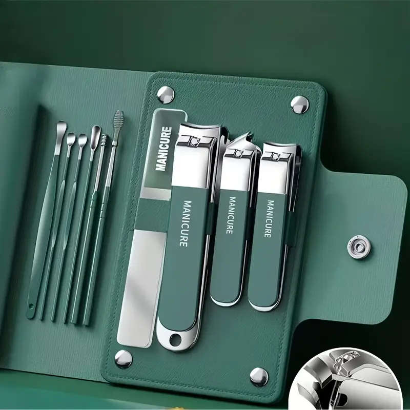 10pcs Professional Nail Clipper Set for Men Featuring a Luxurious Stainless Steel Manicure Tool Kit