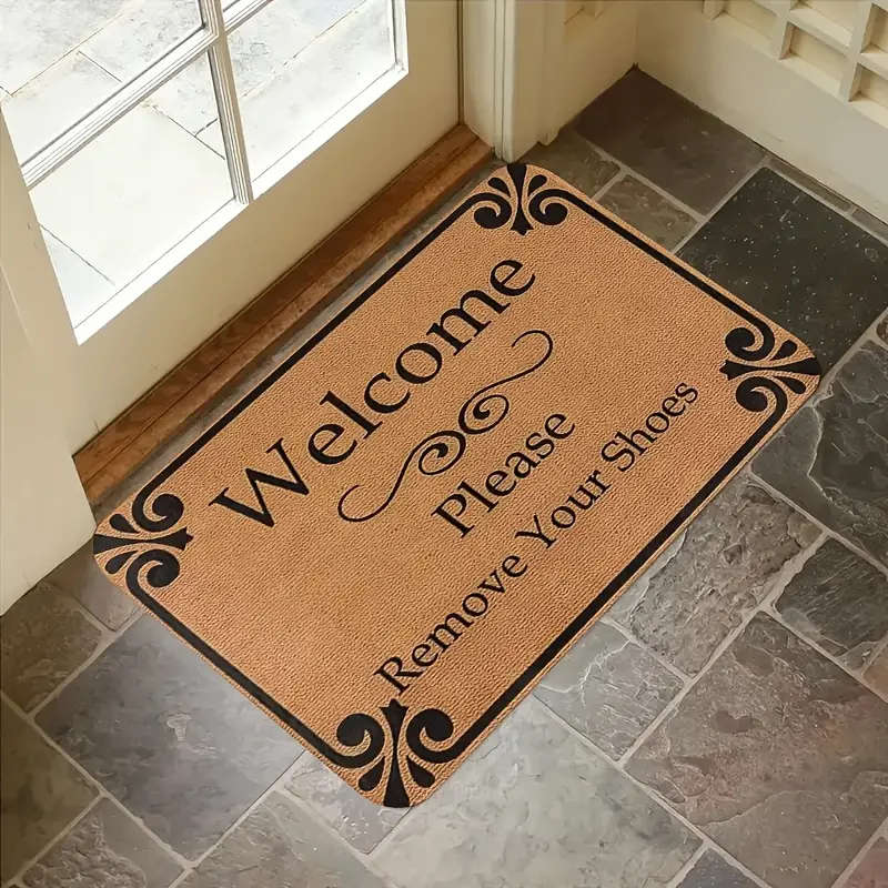 1pc Boho Chic Brown Welcome Door Mat Machine Washable Non-Slip Lightweight Dirt-Resistant Polyester