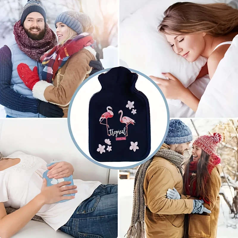 1pc Mini Cartoon Faux Plush Portable Hot Water Bottle PVC Material No Battery Required Ideal
