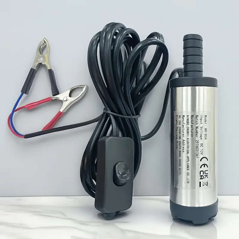 1pc Portable 12V DC Oil Water Pump Stainless Steel Submersible Diesel Transfer Tool with High-Speed