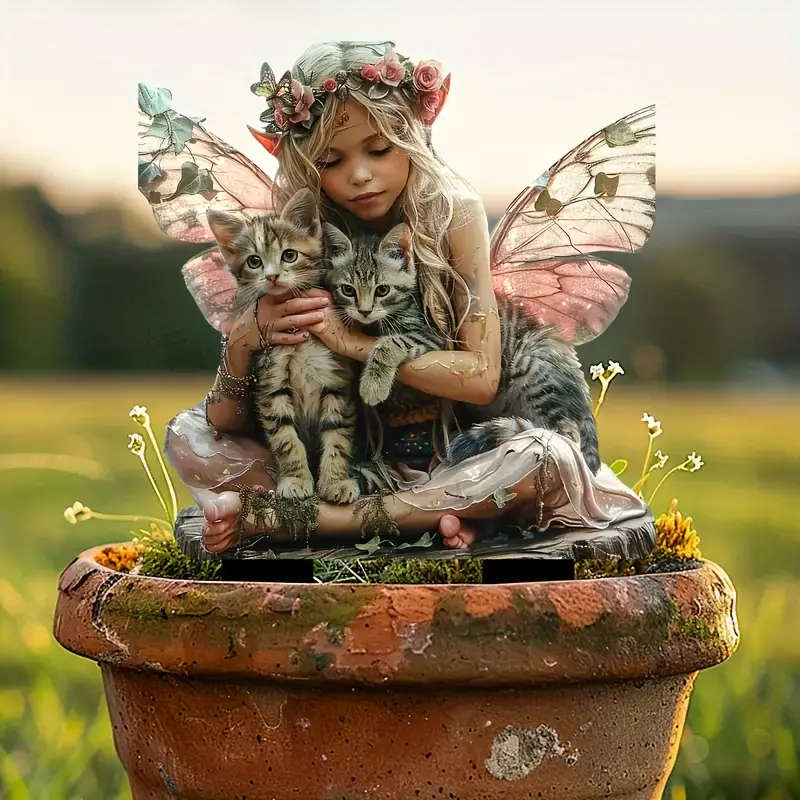1pc Art Deco Fairy Angel Bonsai Accents Plastic Garden Stake Figurines Outdoor Thanksgiving Decor Bo