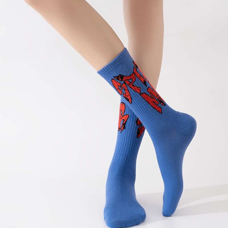 1 Pair Blue Mid Calf Men Socks One Size Socks