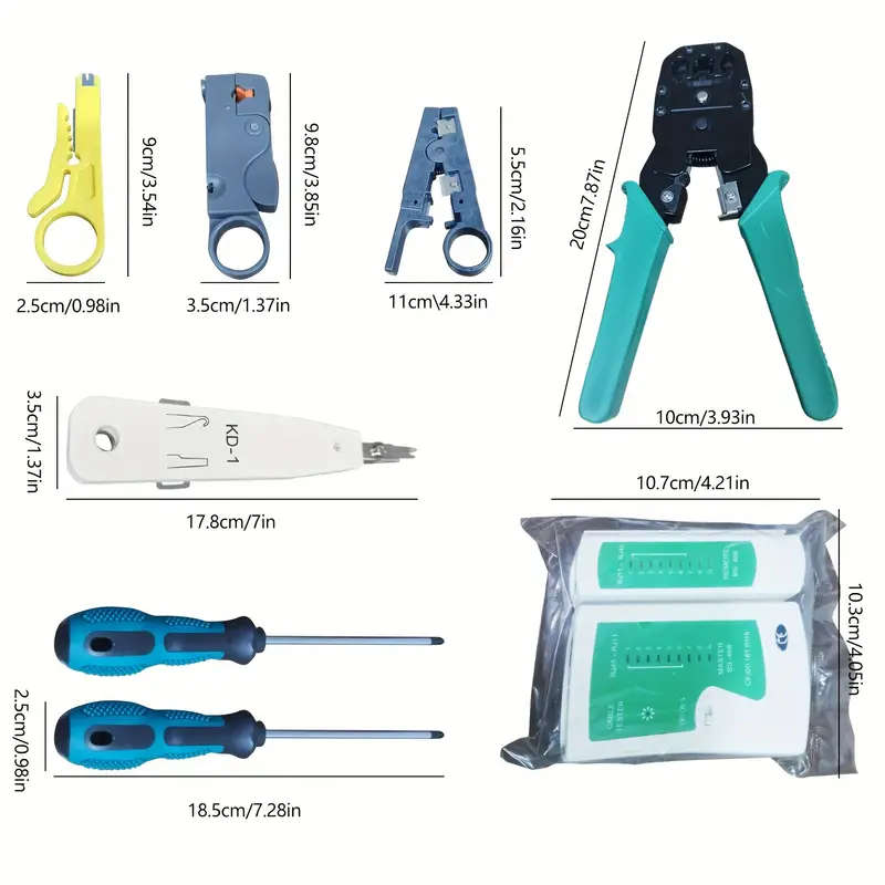 LAN Network Repair Tool Kit with RJ45 Tester Crimping Pliers Cable Tracer and Clamp Set Professional