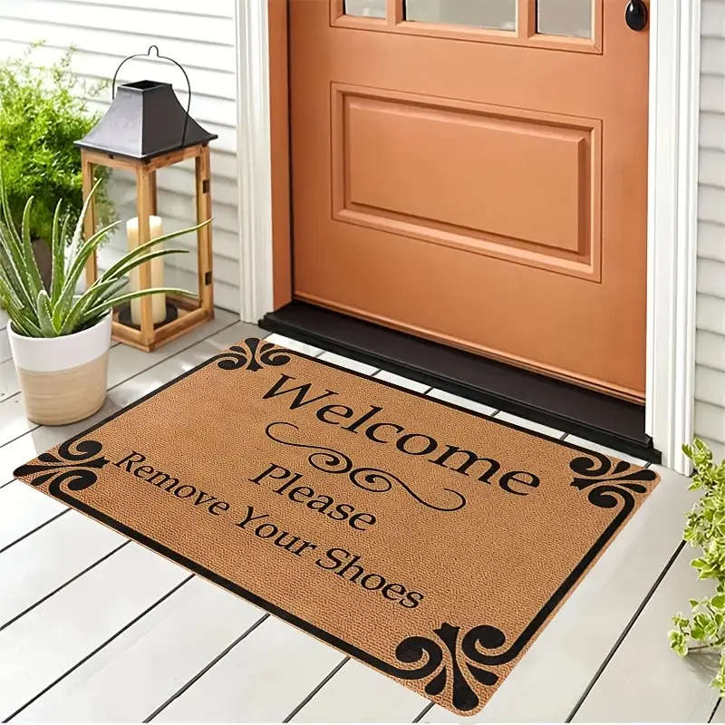 1pc Boho Chic Brown Welcome Door Mat Machine Washable Non-Slip Lightweight Dirt-Resistant Polyester
