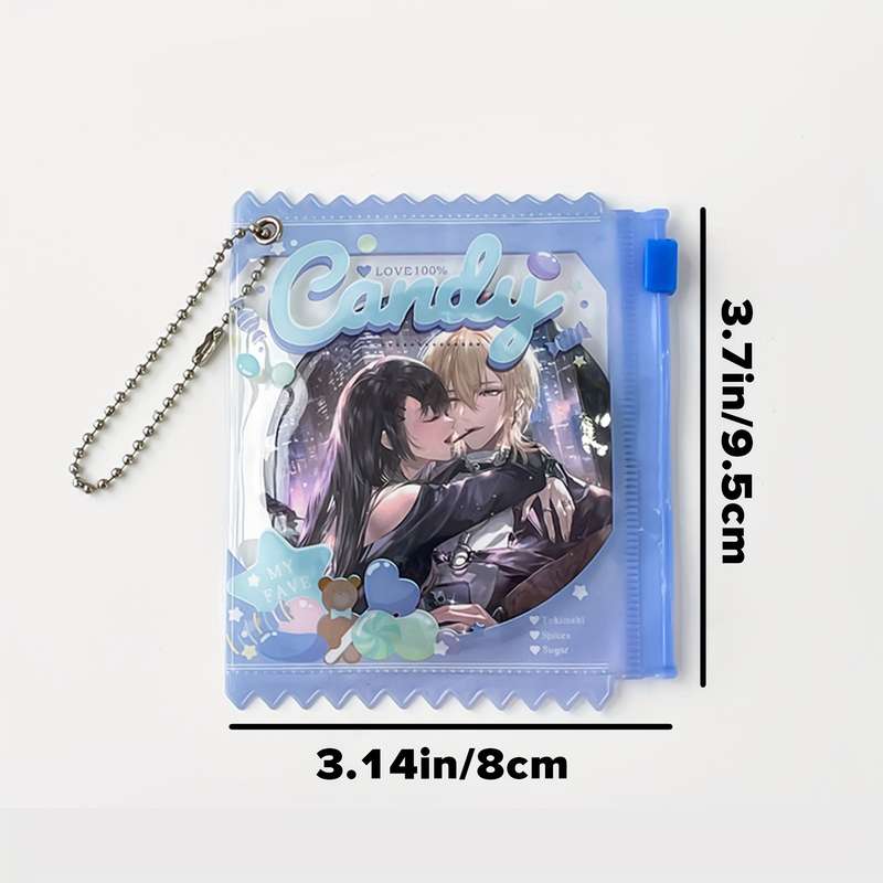 1pc Transparent PVC Dustproof Bag with Keychain Sweet Candy Theme Multi-Color Options Zipper