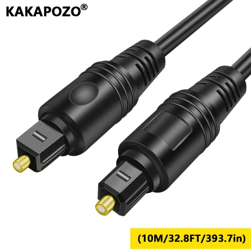1pc 1000cm Optical Audio Cable Black Fiber Optic Lead with Golden Connectors for Soundbars Amps Home