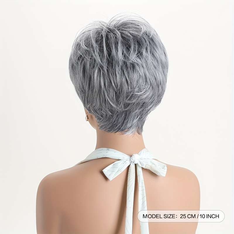 1Pc Silvery Gray 25.4cm Fashion Design Wig