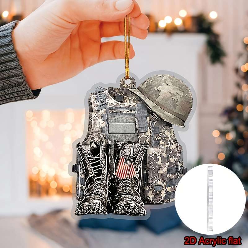 1pc 2D Flat   Military Veteran Backpack Boots Car Decoration  Rearview Mirror Accessories Re