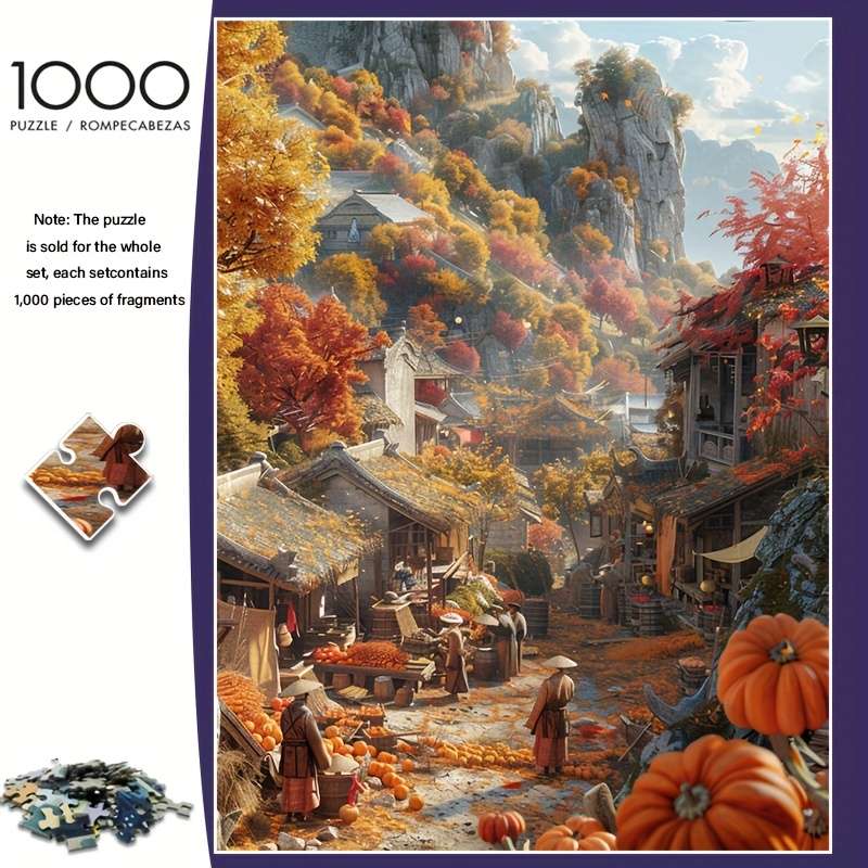 1000pcs Jumbo Autumn Village Scene Jigsaw Puzzle for Adults High Difficulty Durabl