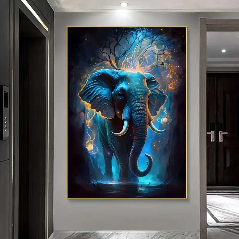 1pc Modern Abstract Elephant Print Canvas Art Frameless Wall Poster 31.49x47.24in 80cmx120cm for Liv