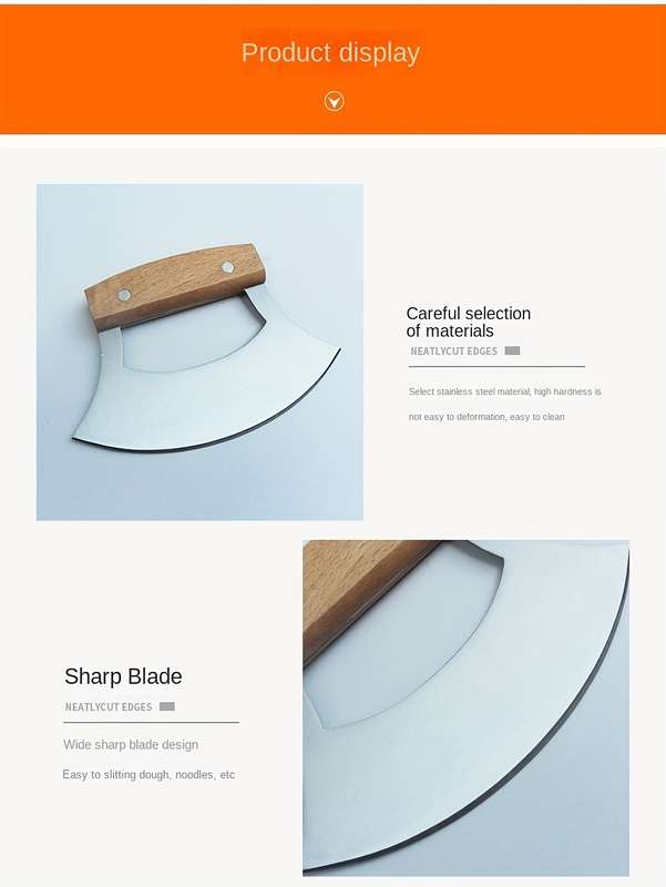 1pc Stainless Steel Curved Pizza Cutter Multi-Purpose Kitchen Knife for Cheese Pasta Vegeta