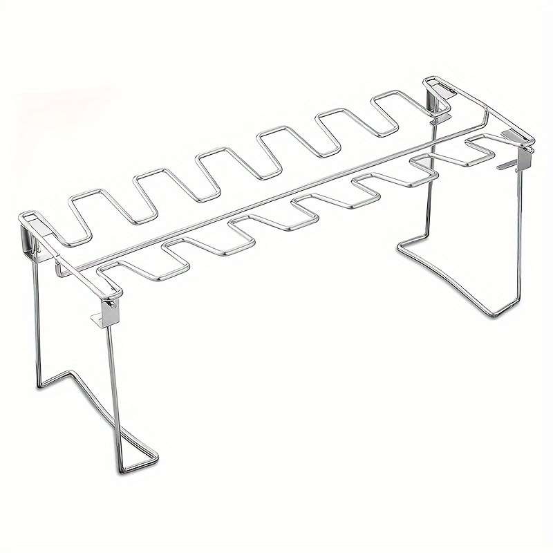 Stainless Steel Chicken Leg Wing Rack Foldable Vertical Roaster Stand for BBQ Smoker Oven