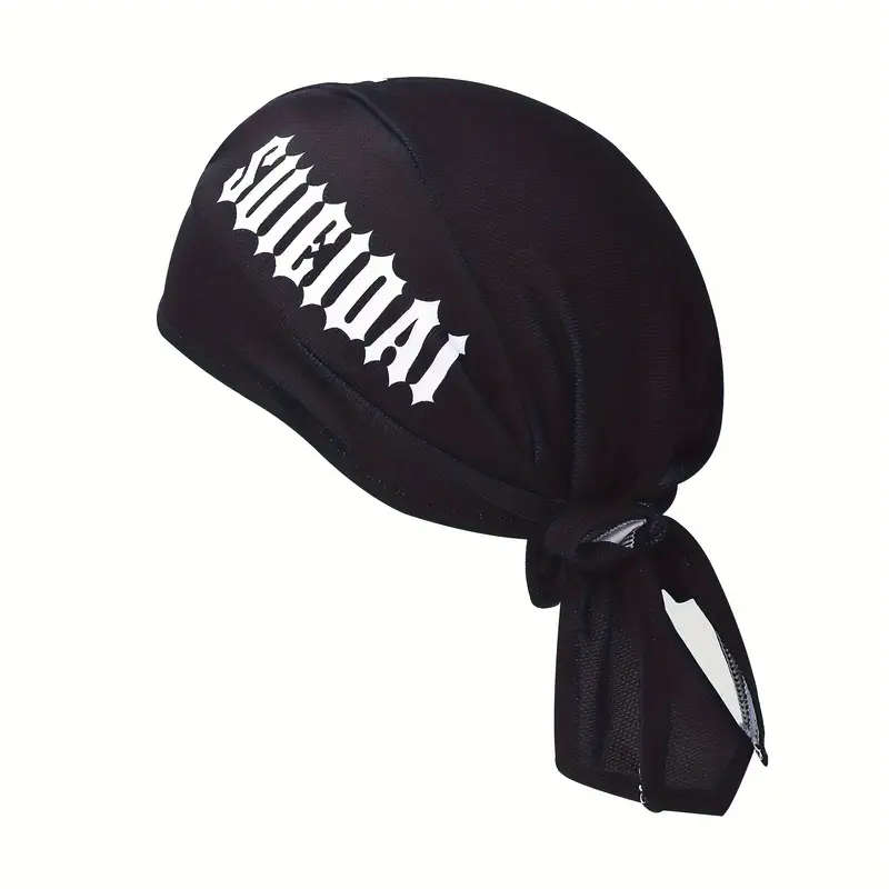 1pc Breathable Quick-Dry Black Pirate Cycling Headscarf For Professional Road And Mountain Bikers