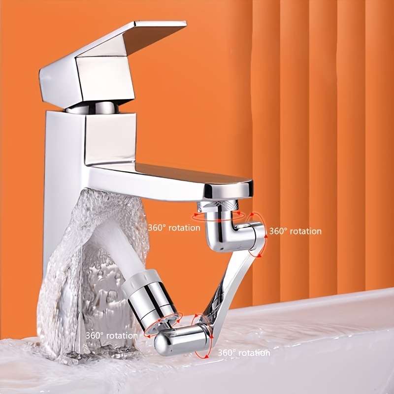 1Pc Silvery Universal Mechanical Arm Faucet