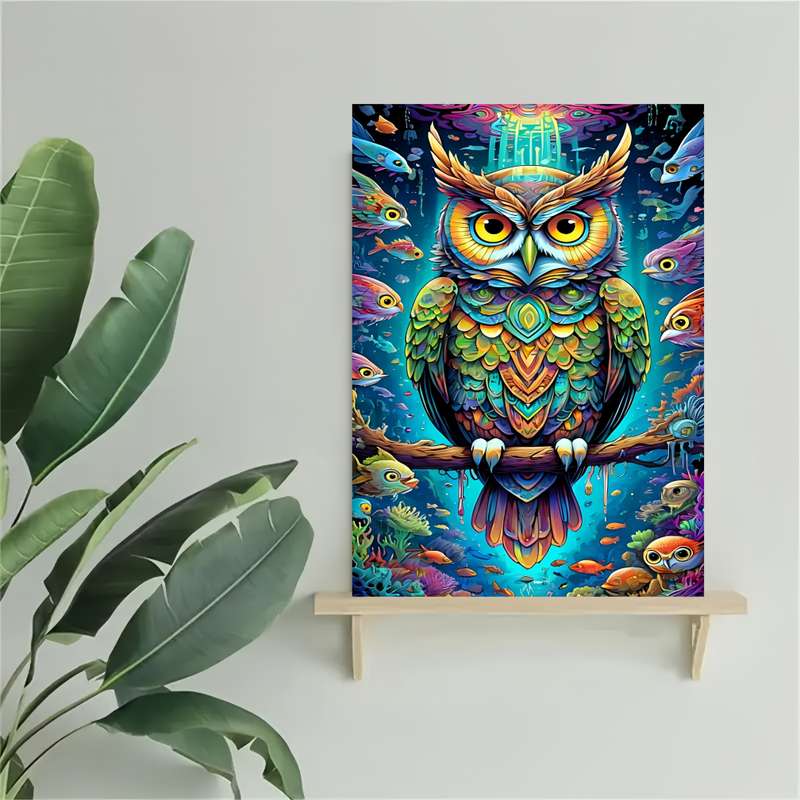 1000pcs Thick Durable Owl-Themed DIY Jigsaw Puzzle for Adults 19.7 x 27.5 White C