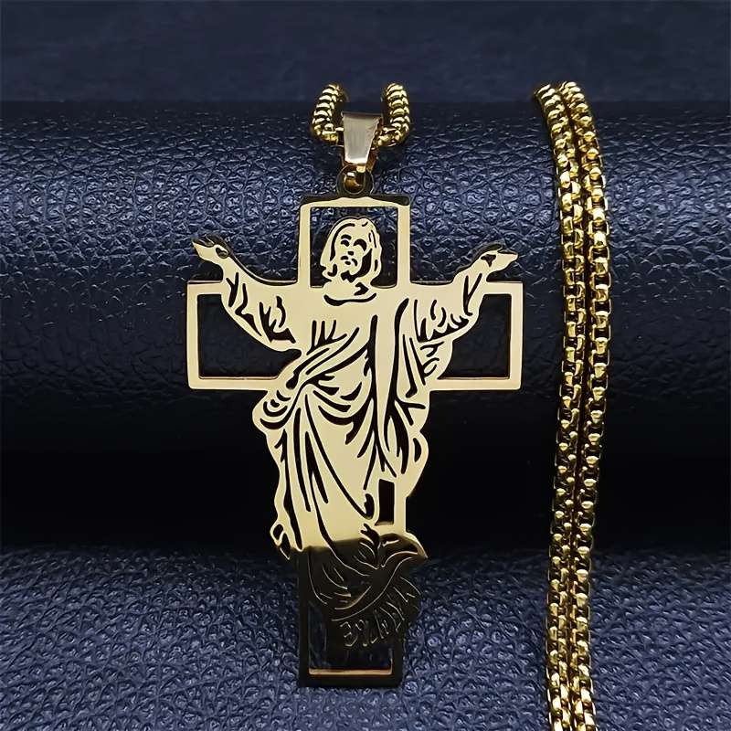 1 Piece Golden Jesus Theme Pendant