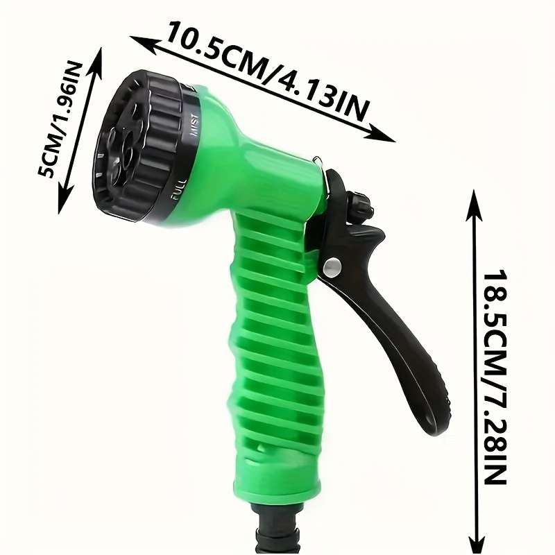 1Pc Green Adjustable 3X Retractable Rubber Hose High Pressure Spray Gun