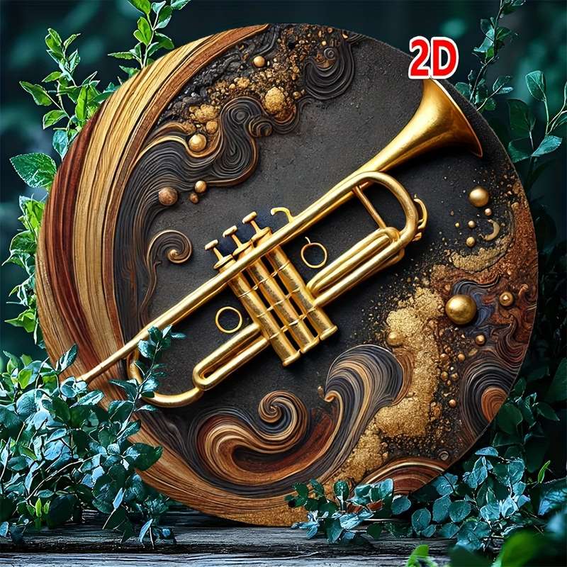 1pc Jazz Club-Inspired Aluminum Trumpet Wall Art Versatile Indoor Outdoor Decor for Home Garden