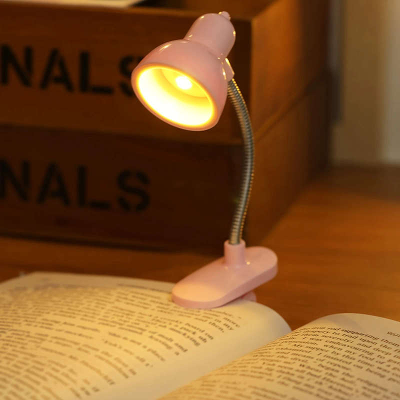 1pc Mini Portable Eye-Protecting Clip Book Light LED Warm Light Night Reading Light Adjustable Arm