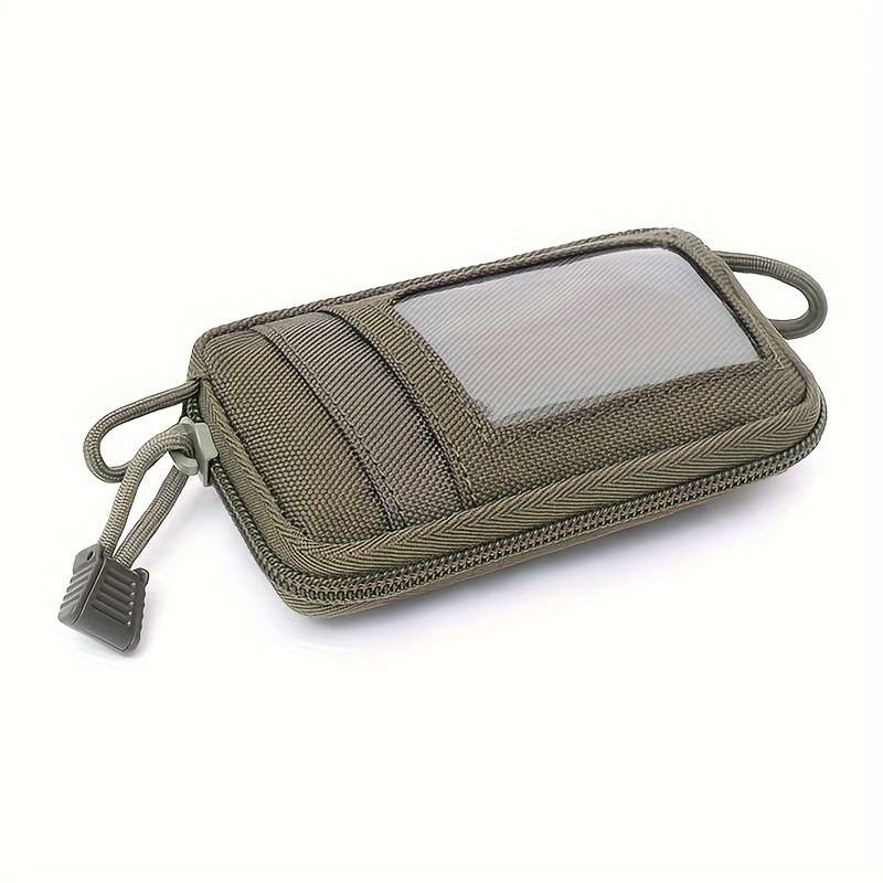 1pc Sporty Oxford Mini Waist Pouch with Clear Window Multi-Functional Coin Purse Card Holder 1 P