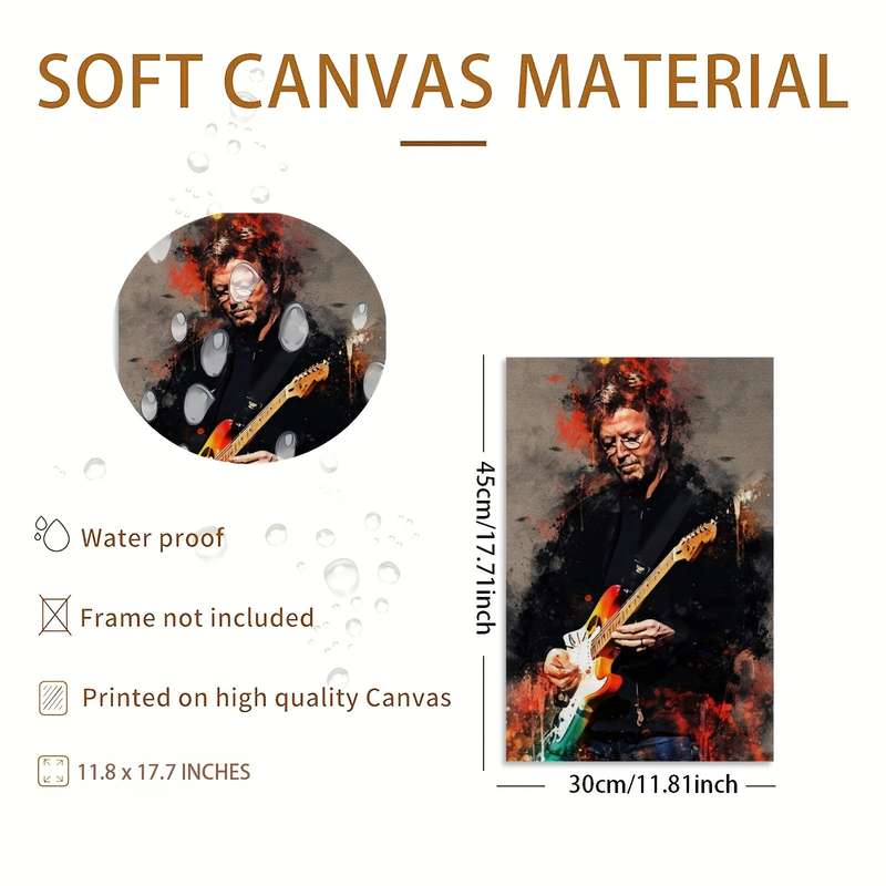 1pc  Eric Clapton Guitarist Canvas Art Vibrant 30.48x45.72cm Wall Decor Fiery Abstract Backgr