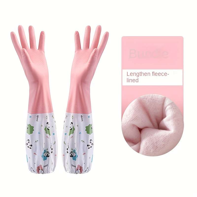 2pcs Housework Cooking Brush Pot Cleaning Cartoon Rubber Gloves Kitchen Dishwashing Gloves