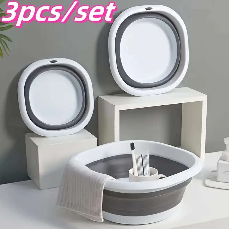 3pcs Foldable Multi-Functional Basin Space-Saving Versatile for Face Washing Vegetable Rinsing Under