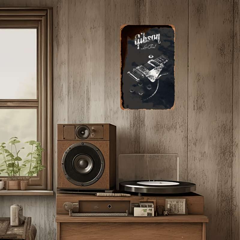 1pc Gibson Les Paul Guitar Metal Tin Sign Vintage Wall Art  20.32x30.48 cm Decorative Plaque f