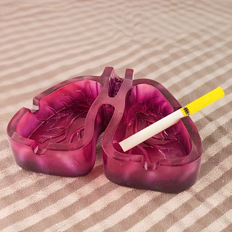 1pc Artistic Resin Ashtray with Lung Design Creative Home Office Decor Gift Unique Smoking
