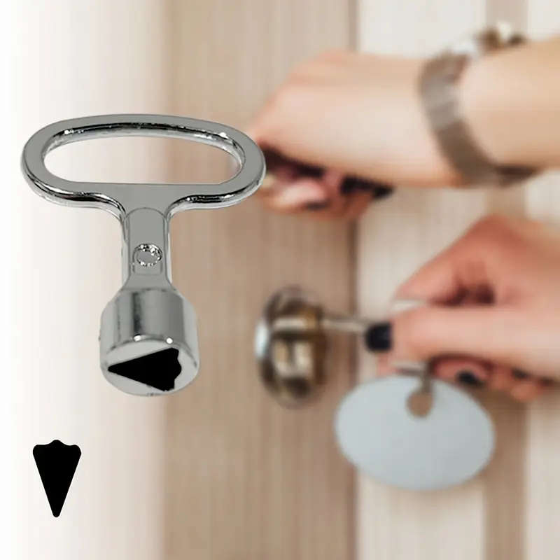 1pc Universal Triangular Key Wrench Metal Multifunctional Elevator Cabinet Switch Key for Train Cont