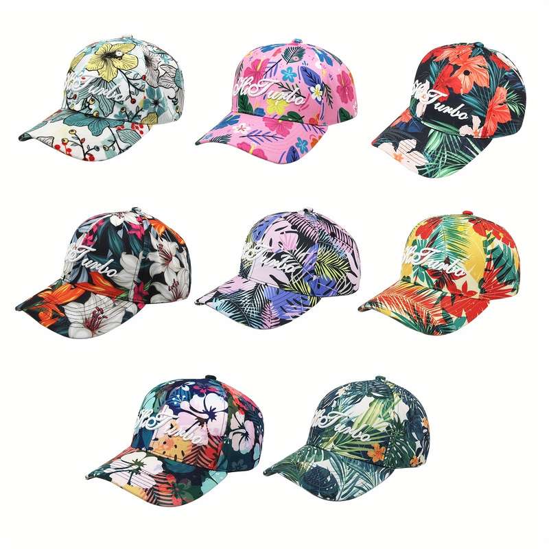 1pc Adjustable Floral Baseball Cap Tropical Leaf and Flower Patterns Lightweight Polyester Sun