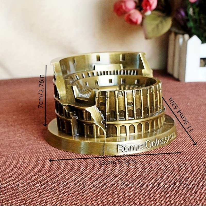 2D Flat 1pc metal Roman Colosseum model ashtray handicrafts home and office ornaments holida