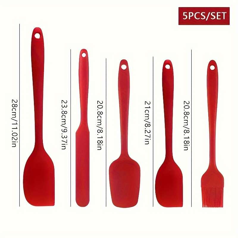 5pcs Silicone Kitchen Tools Set Nordic Colors Large Small Spatulas Serving Spoons Oil Brush