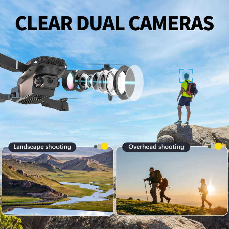 1pc E88 Dual Camera Drone with Optical Flow Foldable Remote Control Quadcopter for Beginners 5-Minut